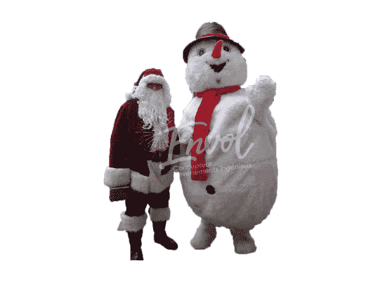 Peluche géante bonhomme de neige avec Père Noël