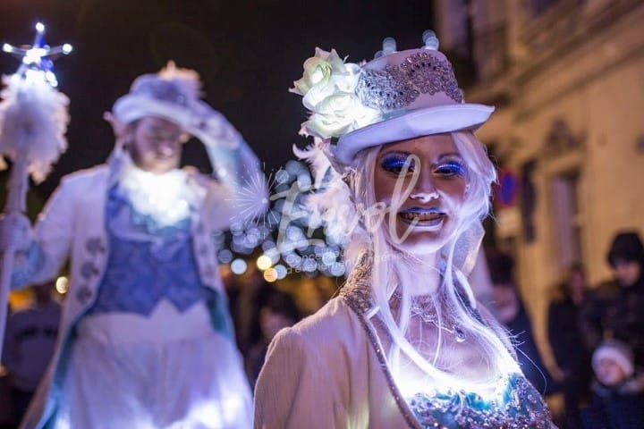 Échassiers blancs lumineux Envol Noël