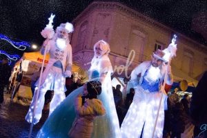 Échassiers blancs lumineux Envol Noël