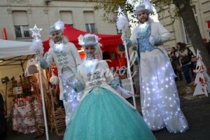 Échassiers blancs lumineux Envol Noël